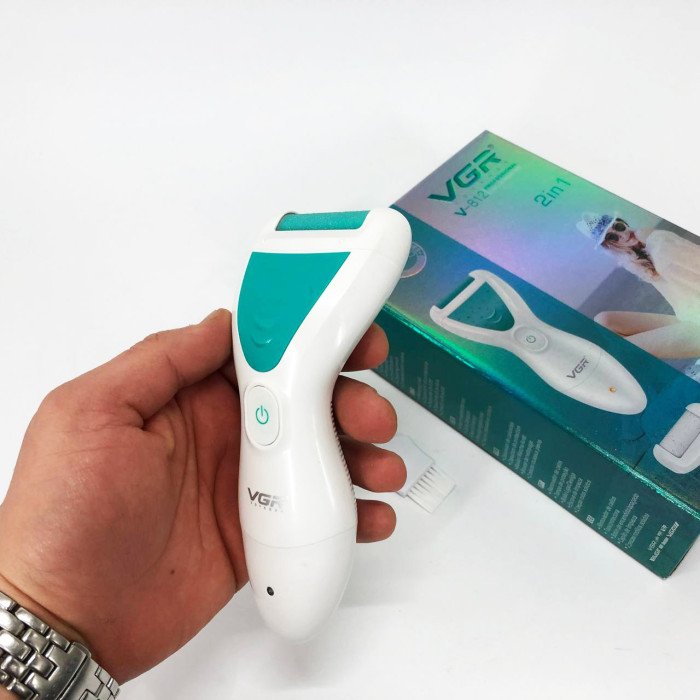 Електрична пемза для ніг з 2 насадками, від USB, VGR V-812 / Акумуляторна пемза для п'ят / Електропемза