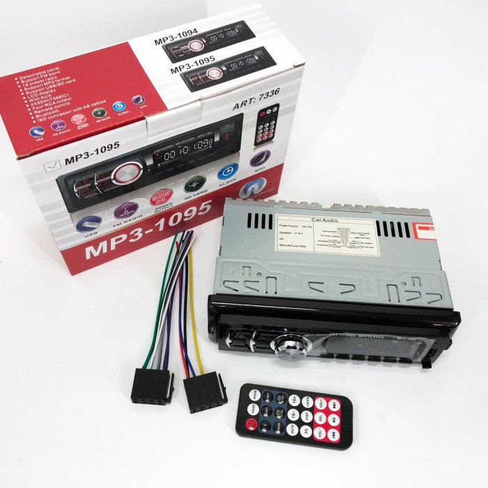 Автомагнітола MP3 1095/7336 BT ISO зі знімною панеллю 1DIN 4х50Вт, Автомагнітола стерео звук