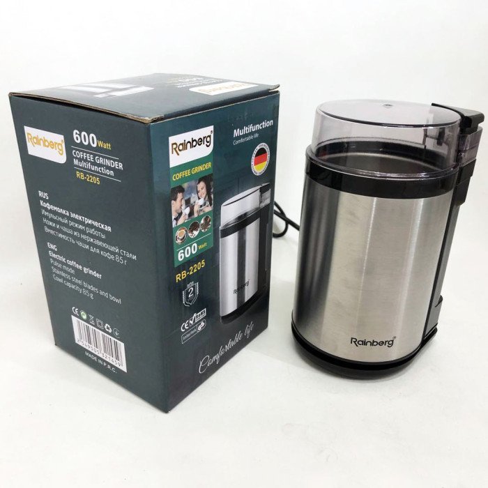 Електрична кавомолка роторна Rainberg RB-2205 600 Вт Нержавіюча сталь