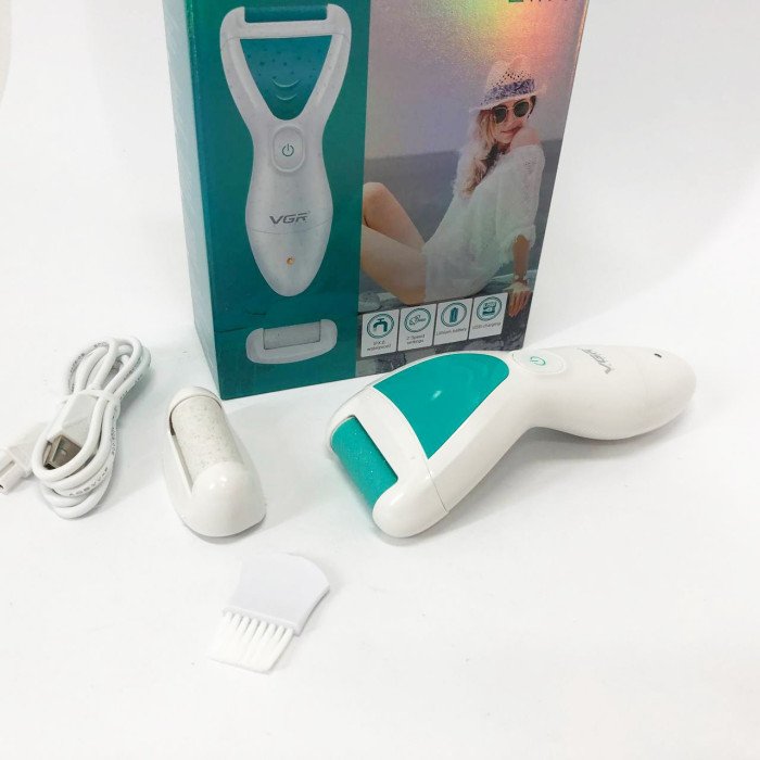 Електрична пемза для ніг з 2 насадками, від USB, VGR V-812 / Акумуляторна пемза для п'ят / Електропемза