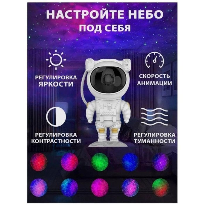Ночник-проектор космонавт Світильник проектор космонавт Дитячий нічник-проектор зоряного неба
