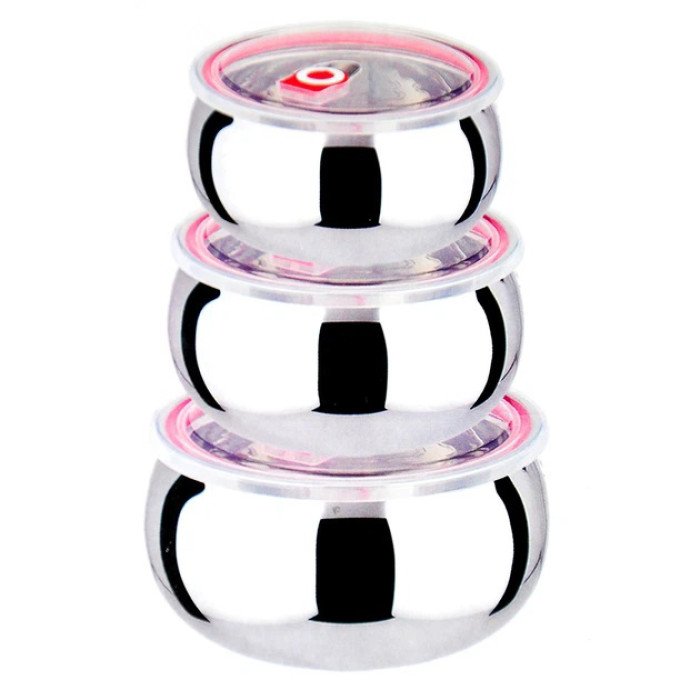 Набір із 3 сталевих судочків UNIQUE UN-1516 нержавіюча сталь