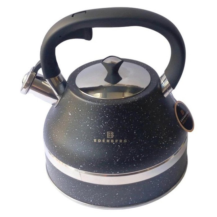 Чайник зі свистком Edenberg EB-8856 з мармуровим покриттям та турбо індукційним капсульним дном 3л Black