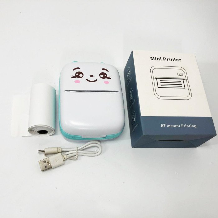 Портативний мініпринтер Mini printer з Bluetooth для термодруку без чорнила зі смартфона. Колір: блакитний