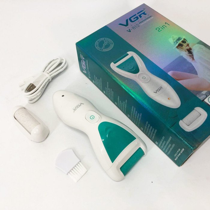 Електрична пемза для ніг з 2 насадками, від USB, VGR V-812 / Акумуляторна пемза для п'ят / Електропемза