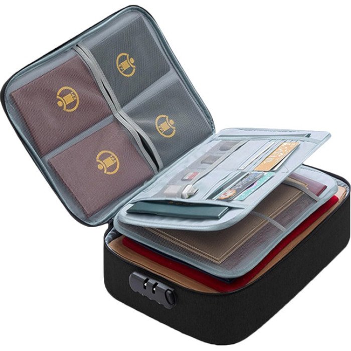 Дорожній кейс сумка органайзер для зберігання документів та гаджетів з кодовим замком. Колір: чорний