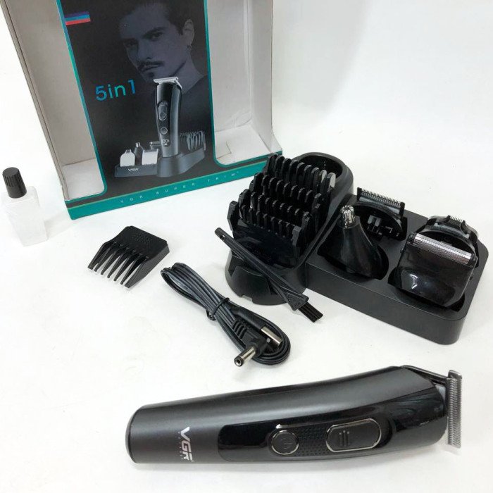 Професійна бездротова машинка для стрижки волосся VGR V-175 тример для бороди та вусів з насадками