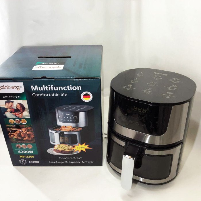 Аерогриль Rainberg RB-2268 4200 Вт аерофритюрниця безолійна без олії з регулюванням температури 8 л