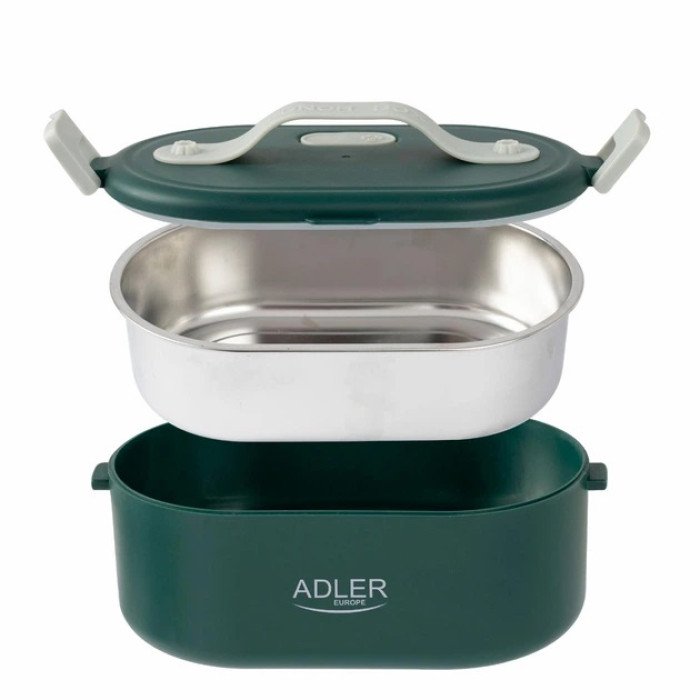 Ланч бокс з підігрівом електричний Adler AD 4505 Green 55 Вт металевий для їжі з кришкою 0,8 л 220В