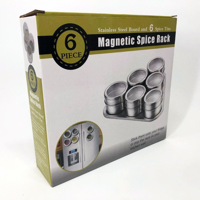 Набір ємностей для спецій MAG-745 з підставкою на магнітах, баночки для спецій 6 шт.