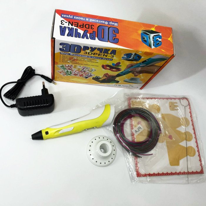 3D ручка Smart 3D Pen 2 c LCD дисплеєм, Дитяча електро ручка для фігурок із пластику. Колір: жовтий