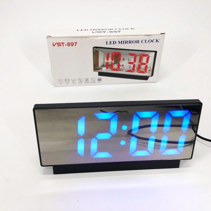 Годинник електронний з дзеркальним дисплеєм VST-888-5, Годинник електронний настільний світ.