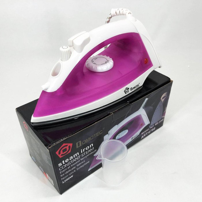 Парова праска з тефлоновим покриттям DOMOTEC MS-2208 1200 Вт, праска для одягу від мережі. Колір: фіолетовий