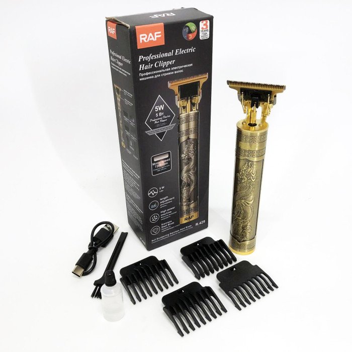 Професійна акумуляторна машинка триммер RAF R.429 для стрижки волосся 5 Вт