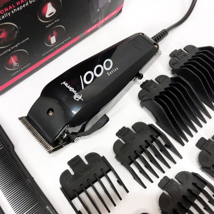 Машинка для стрижки провідна з насадками для волосся та бороди Gemei GM-1016 Pro + Ножиці та Гребінець