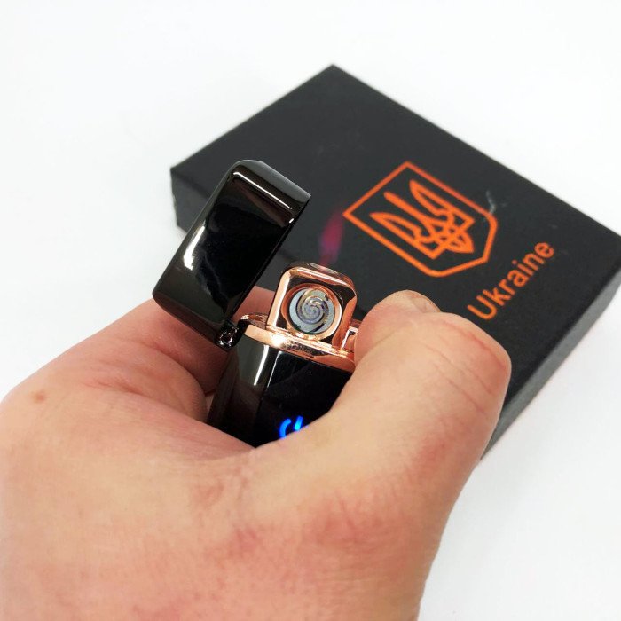 Електрична та газова запальничка Україна з USB-зарядкою HL-432, сенсорна запальничка. Колір: чорний