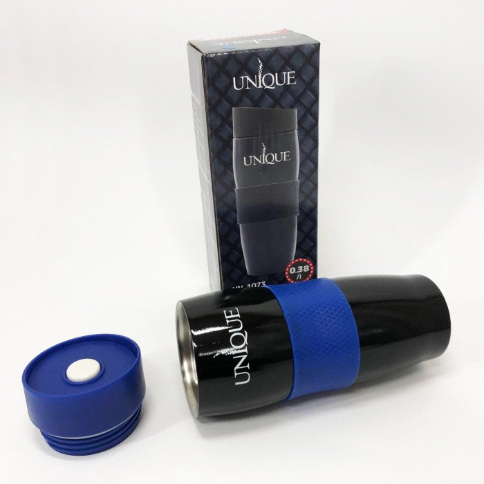 Термокухоль UNIQUE UN-1073 0.38 л, Термос з нержавіючої сталі металевий. Колір: синій