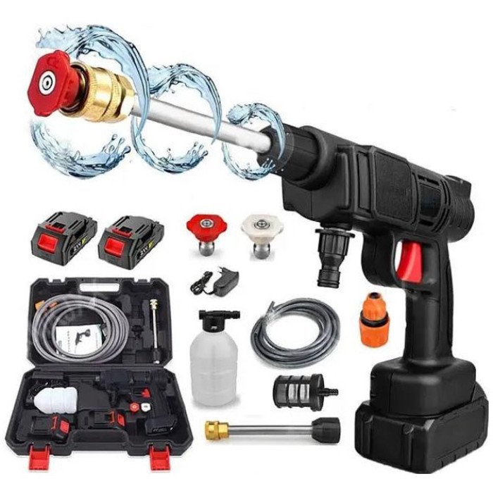 Універсальна автомийка високого тиску Cleaning Gun 48V з 2 акумуляторами та кейсом