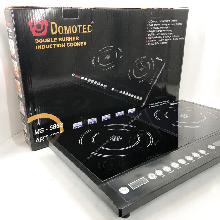 Плита індукційна настільна Domotec MS-5862 4000 Вт Електричні плити настільні двокомфоркові