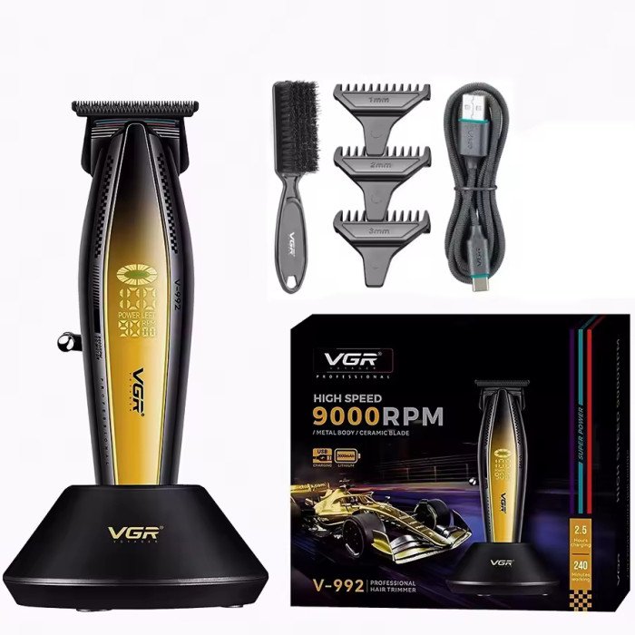 Машинка для стрижки волосся з потужним мотором XPRO VGR V-992 GOLD з насадками 1-2-3 мм