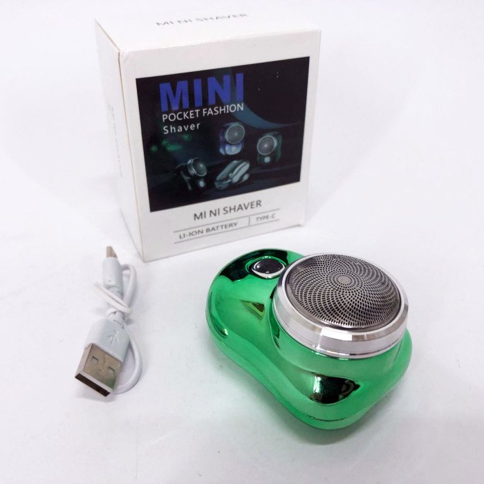 Електробритва Mini Shaver дорожня бездротова роторна для вологого і сухого гоління зелений