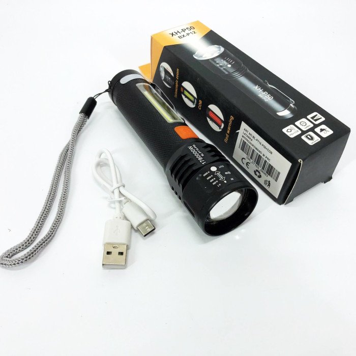 Ліхтар акумуляторний Bailong BL-P716-P50+COB white+red, Портативний світлодіодний ліхтар із зарядкою