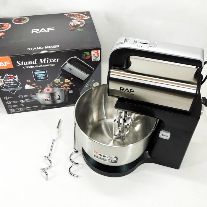 Стаціонарний міксер ручний RAF R.6652 із металевою чашею 3.5 л 1000 Вт