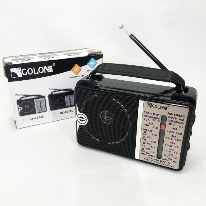 Радіоприймач портативне радіо Golon RX-606 від мережі та на батарейках приймач ретро колонка fm акустична