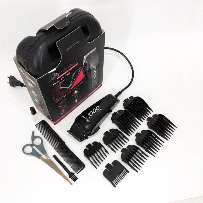 Машинка для стрижки провідна з насадками для волосся та бороди Gemei GM-1016 Pro + Ножиці та Гребінець