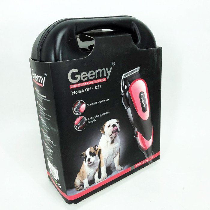 Машинка Gemei GM-1023 для стрижки тварин з 4 насадками для будь-якого типу вовни + ножиці та гребінець