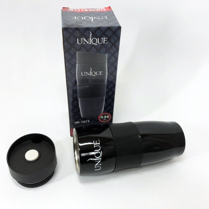 Термокухоль UNIQUE UN-1073 0.38 л, Термос для питної води туристичний. Колір: чорний