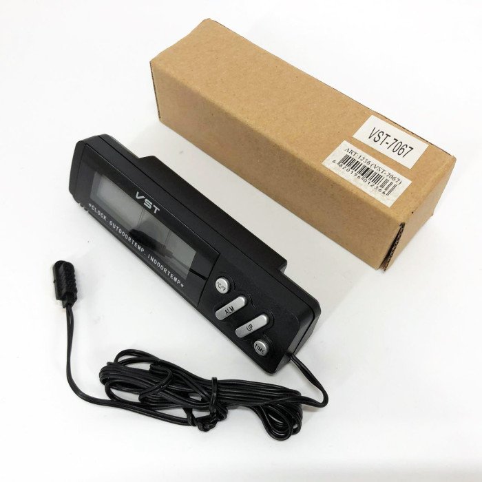 Годинник з внутрішнім і зовнішнім датчиком температури VST-7067, Годинник електронний з яскравими цифрами настільний.