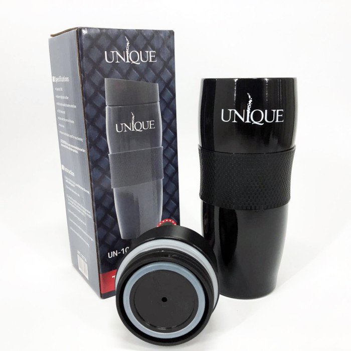 Термокухоль UNIQUE UN-1073 0.38 л, Термос для питної води туристичний. Колір: чорний