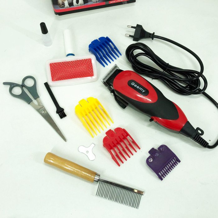 Машинка Gemei GM-1023 для стрижки тварин з 4 насадками для будь-якого типу вовни + ножиці та гребінець
