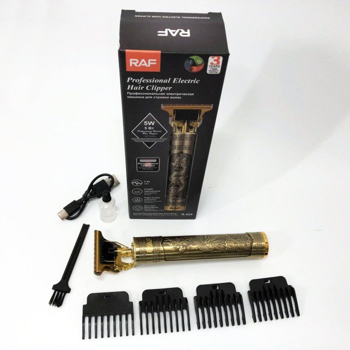 Професійна акумуляторна машинка триммер RAF R.429 для стрижки волосся 5 Вт
