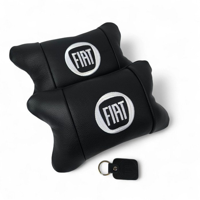 Набір подушок Fiat з натуральної шкіри + вишивка логотипу та шкіряний брелок у подарунок