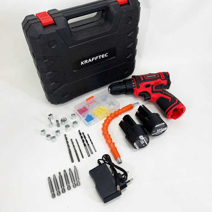 Акумуляторний шуруповерт із насадками KRAFFTEC 24V
