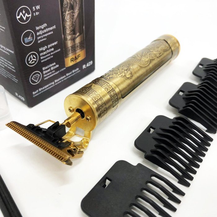Професійна акумуляторна машинка триммер RAF R.429 для стрижки волосся 5 Вт