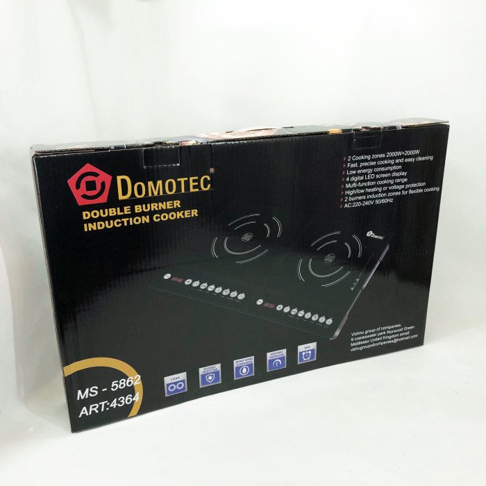 Плита індукційна настільна Domotec MS-5862 4000 Вт Електричні плити настільні двокомфоркові