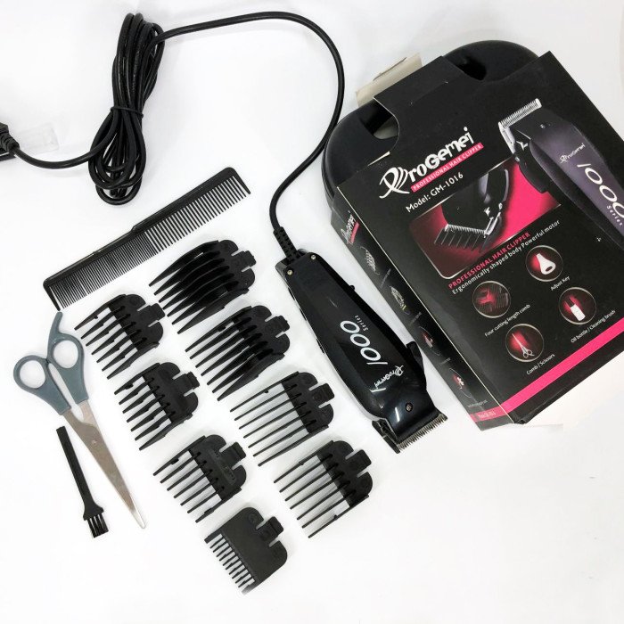 Машинка для стрижки провідна з насадками для волосся та бороди Gemei GM-1016 Pro + Ножиці та Гребінець