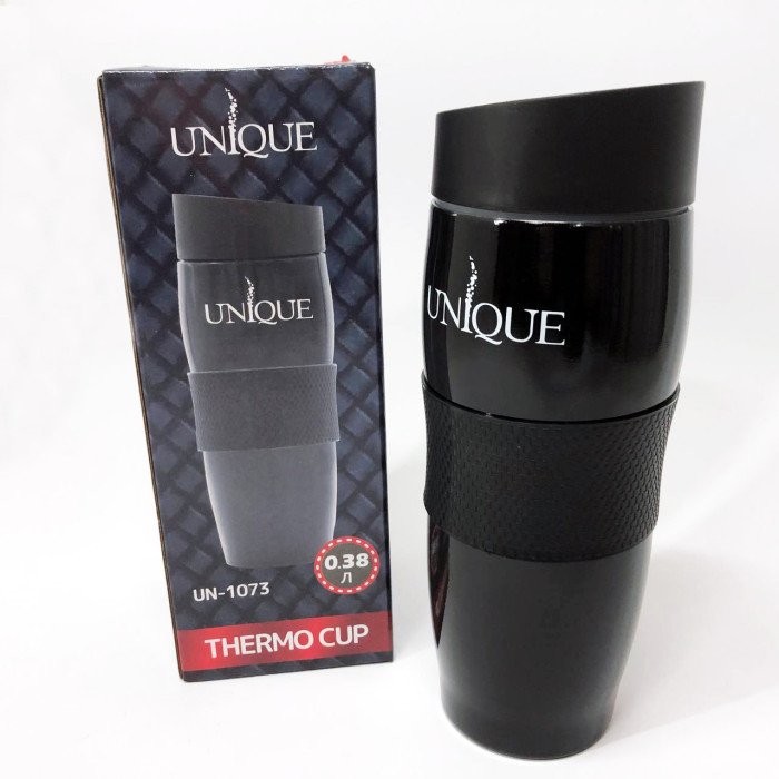 Термокухоль UNIQUE UN-1073 0.38 л, Термос для питної води туристичний. Колір: чорний