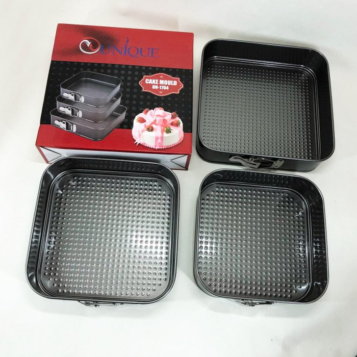 Набір квадратних роз'ємних форм для випікання Unique UN-1704 20/22/24 см