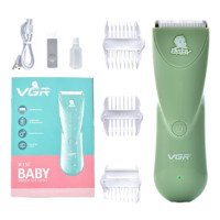 Дуже тиха бездротова машинка для стрижки волосся дітей VGR V-150 з насадками. Колір: зелений