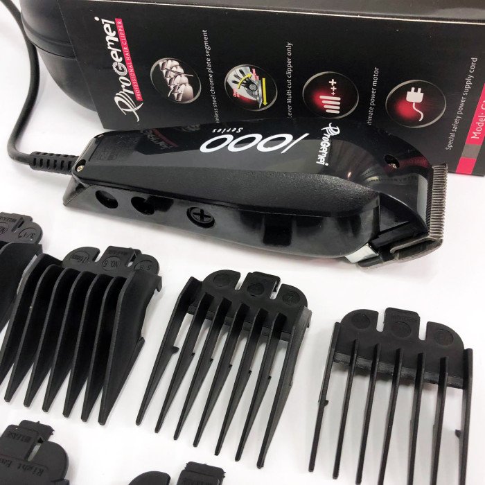 Машинка для стрижки провідна з насадками для волосся та бороди Gemei GM-1016 Pro + Ножиці та Гребінець