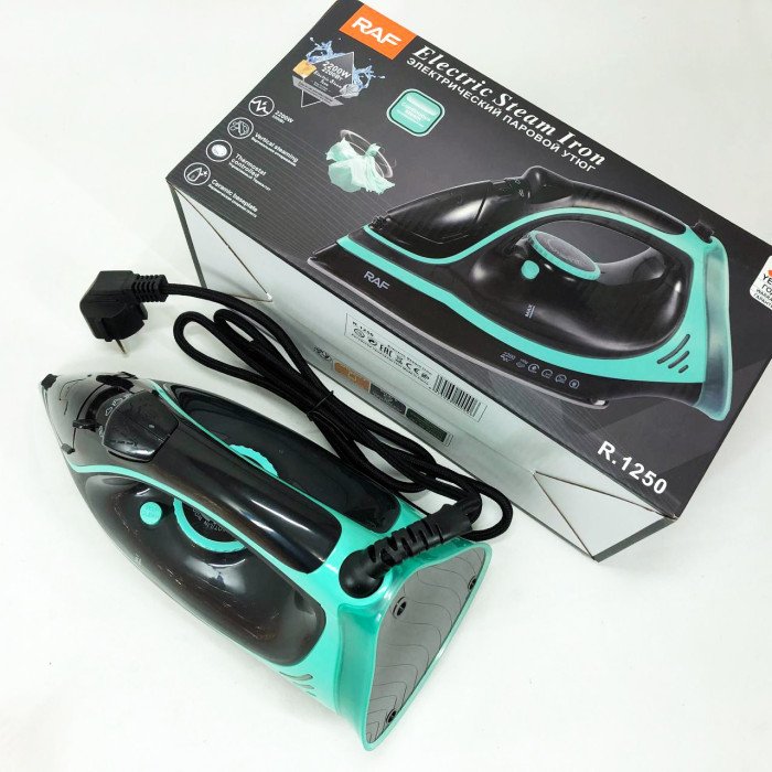 Праска парова RAF R.1250 з керамічною підошвою та функцією самоочищення 2200 Вт. Колір: синій