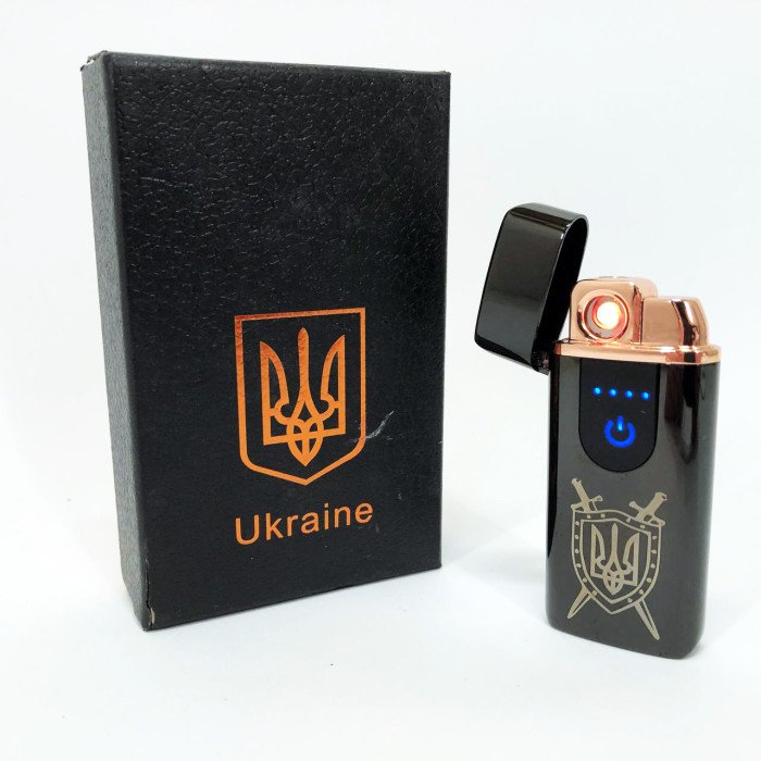 Електрична та газова запальничка Україна з USB-зарядкою HL-432, сенсорна запальничка. Колір: чорний