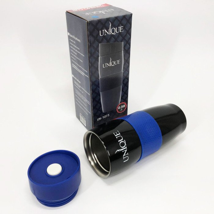 Термокухоль UNIQUE UN-1073 0.38 л, Термос з нержавіючої сталі металевий. Колір: синій