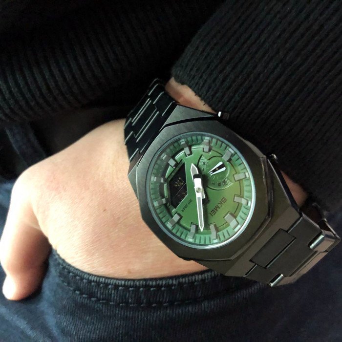 Годинник наручний чоловічий SKMEI 1816BKGNBK, стильний класичний чоловічий годинник, фірмовий спортивний годинник