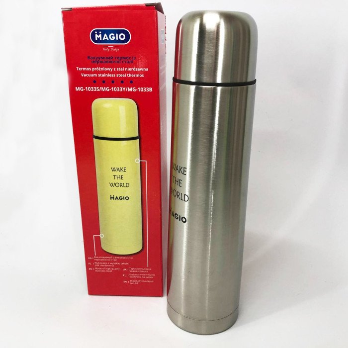 Термос з нержавіючої сталі 1 л MAGIO MG-1033S, Термокухоль для дітей, Термос для питної вод