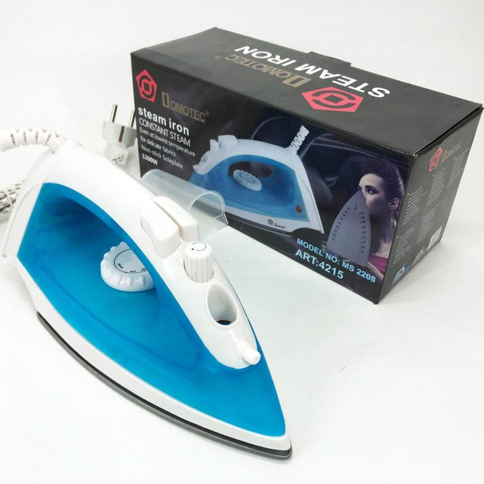 Парова праска з тефлоновим покриттям DOMOTEC MS-2208 1200 Вт, Праски з парою. Колір: блакитний
